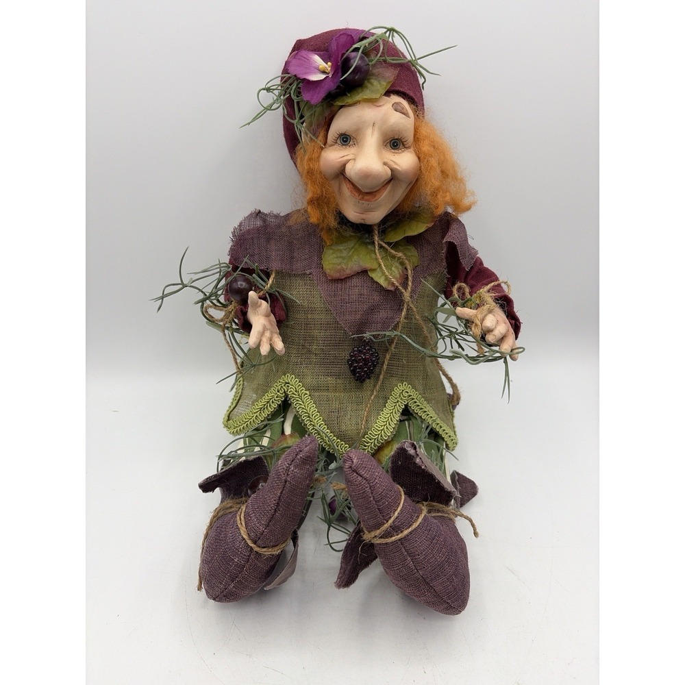 Whimsical Garden Gnome Doll Handmade Fabric Fairy Elf Autumn Decor